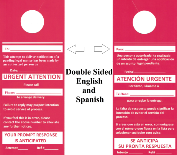 Urgent Attention Door Hangers (English/Spanish)